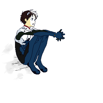 gen (susono01), ikari shinji, neon genesis evangelion, lowres, 1boy, interface headset (evangelion), male focus, mecha pilot suit, oekaki, plugsuit (evangelion), sitting, solo, white background