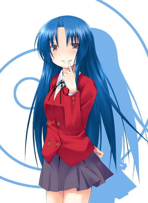 dousaki shin'ya, kawashima ami, toradora!, 00s, blue hair, purple eyes, school uniform, solo