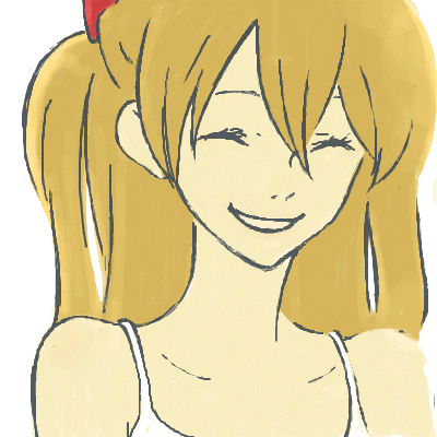 gen (susono01), souryuu asuka langley, neon genesis evangelion, lowres, bare shoulders, oekaki, red hair, smile, solo