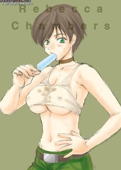 rebecca chambers, resident evil, tagme, 1girl, breasts, female focus, solo, watermark