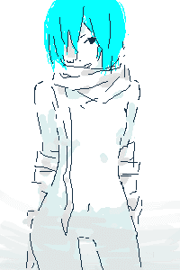 gen (susono01), ayanami rei, neon genesis evangelion, lowres, bandages, blue hair, blue theme, monochrome, nude, oekaki, short hair, solo