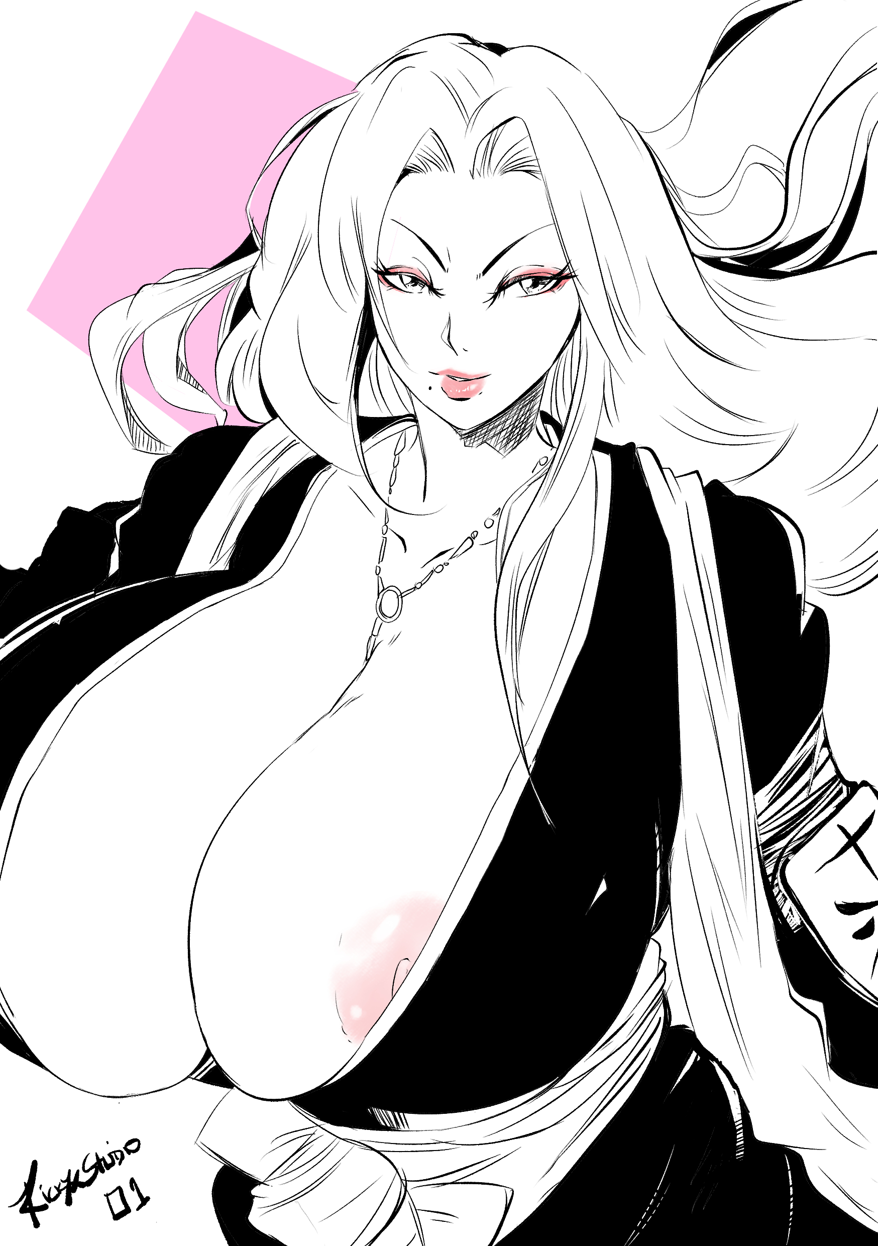matsumoto rangiku, bleach, 1girl, breasts, huge breasts, long hair