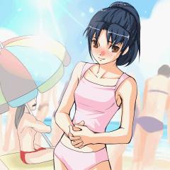 todoh kasumi, todoh ryuhaku, days of memories, ryuuko no ken, snk, the king of fighters, lowres, 1boy, 1girl, bikini, father and daughter, ipod nano wallpaper, swimsuit, tankini
