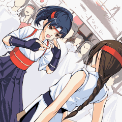 todoh kasumi, todoh ryuhaku, yuri sakazaki, days of memories, ryuuko no ken, snk, the king of fighters, lowres, 1boy, 2girls, father and daughter, ipod nano wallpaper, multiple girls