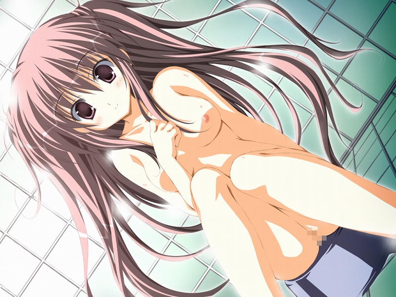 1girl, bath, bath stool, bathroom, blush, breasts, censored, dutch angle, female focus, indoors, looking at viewer, mosaic censoring, nude, pussy, sitting, smile, solo, stool