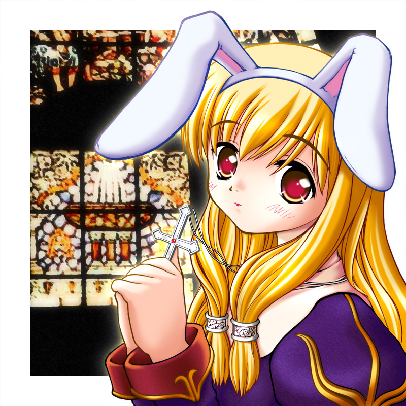 priest (ragnarok online), ragnarok online, animal ears, blonde hair, priest, priestess, rabbit ears, solo