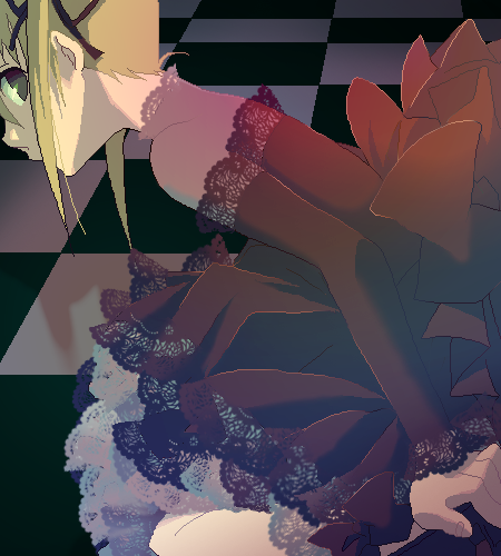 harukaumedaya, maka albarn, soul eater, lowres, 00s, 1girl, blonde hair, dress, female focus, green eyes, long hair, pin, solo, twintails