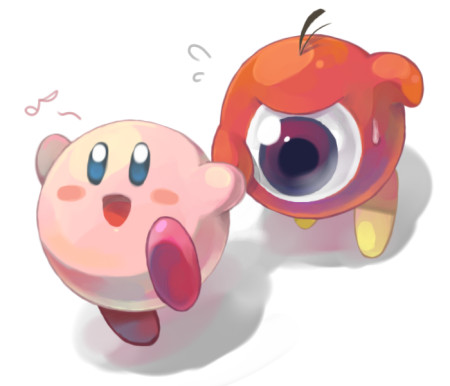 kirby, waddle doo, kirby (series), lowres, musical note, smile