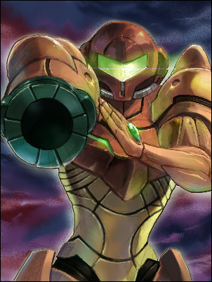 hpa (foolish factory), samus aran, metroid, nintendo, lowres, aiming, aiming at viewer, armor, helmet, power armor, power suit (metroid), varia suit