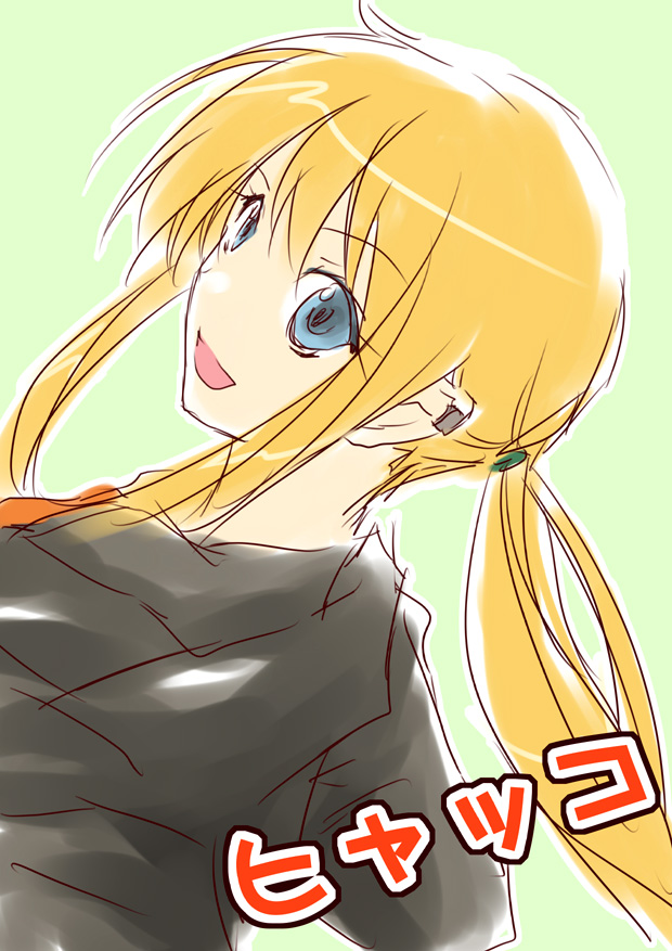 kageyama torako, hyakko, 00s, 1girl, blonde hair, blue eyes, female focus, long hair, school uniform, smile, solo