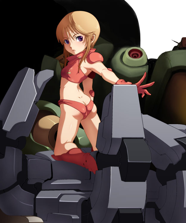 caryo, tabigarasu, puru two, gundam, gundam zz, making-of available, ass, gloves, orange hair, purple eyes, short hair, solo