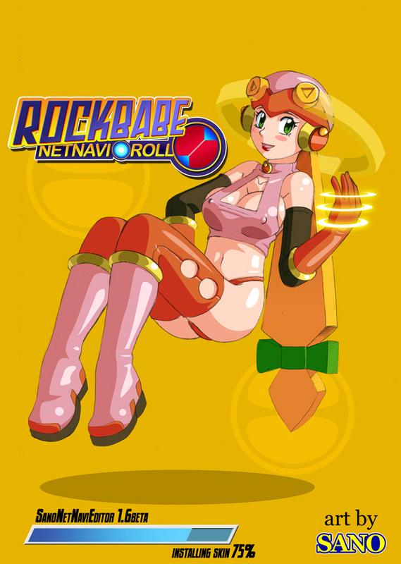roll.exe (mega man), capcom, mega man (series), mega man battle network, mega man battle network (series), megaman exe, 00s, 1girl, blush, bodysuit, boots, breasts, cleavage, elbow gloves, female focus, gloves, green eyes, latex, lipstick, makeup, solo