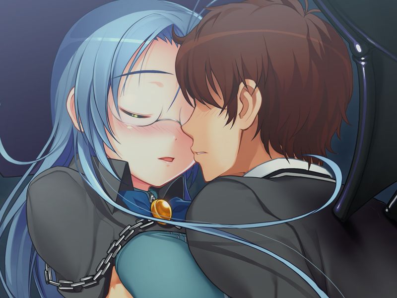 nitroplus, sumaga, blue hair, glasses, hetero, school, school uniform, wings