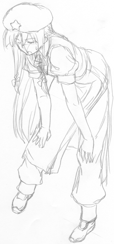 itacha (artist), hong meiling, touhou, 1girl, female focus, full body, greyscale, hat, monochrome, sketch, solo, white background