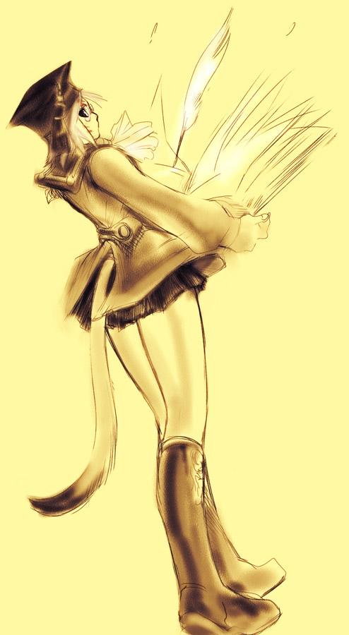 branch (blackrabbits), mithra (ff11), scholar (final fantasy), final fantasy, final fantasy xi, 00s, 1girl, animal ears, blonde hair, blue eyes, cat ears, cat girl, cat tail, female focus, glasses, kneehighs, monochrome, pointy ears, short hair, simple background, socks, solo, tail
