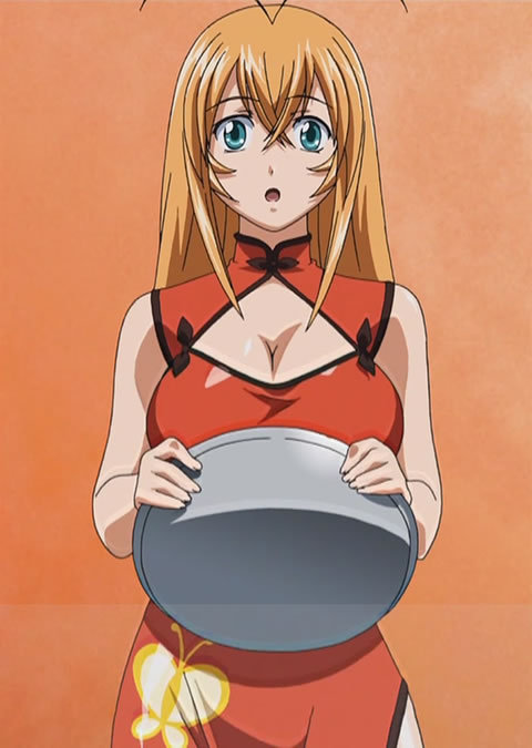 sonsaku hakufu, ikkitousen, 00s, bug, butterfly, green eyes, japanese clothes, kimono, long hair, tray, waitress