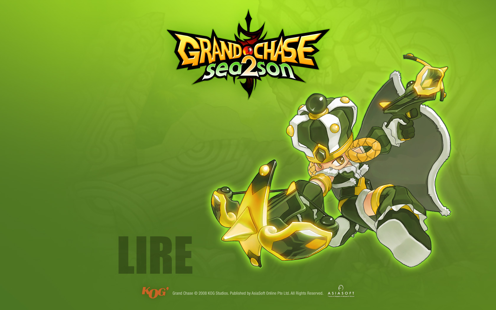 lire, grand chase, wallpaper, highres, bow (weapon), crossbow, weapon
