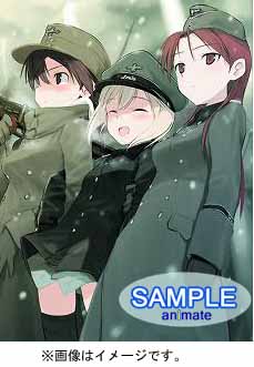 erica hartmann, gertrud barkhorn, minna-dietlinde wilcke, strike witches, world witches series, uniform, jpeg artifacts, lowres, 00s, 3girls, multiple girls, sample watermark, watermark