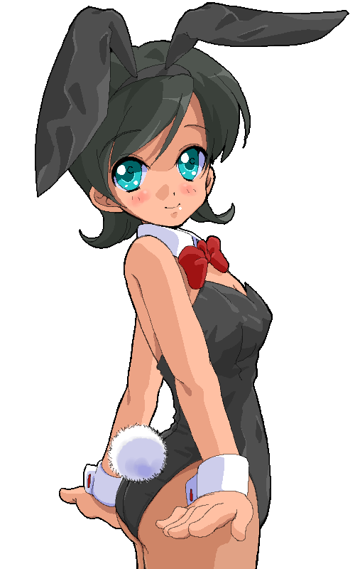 shino (pharmacy), shino (pixiv54001), original, 1girl, animal ears, aqua eyes, bare legs, black hair, detached collar, fake animal ears, female focus, pantyhose, playboy bunny, rabbit ears, short hair, solo