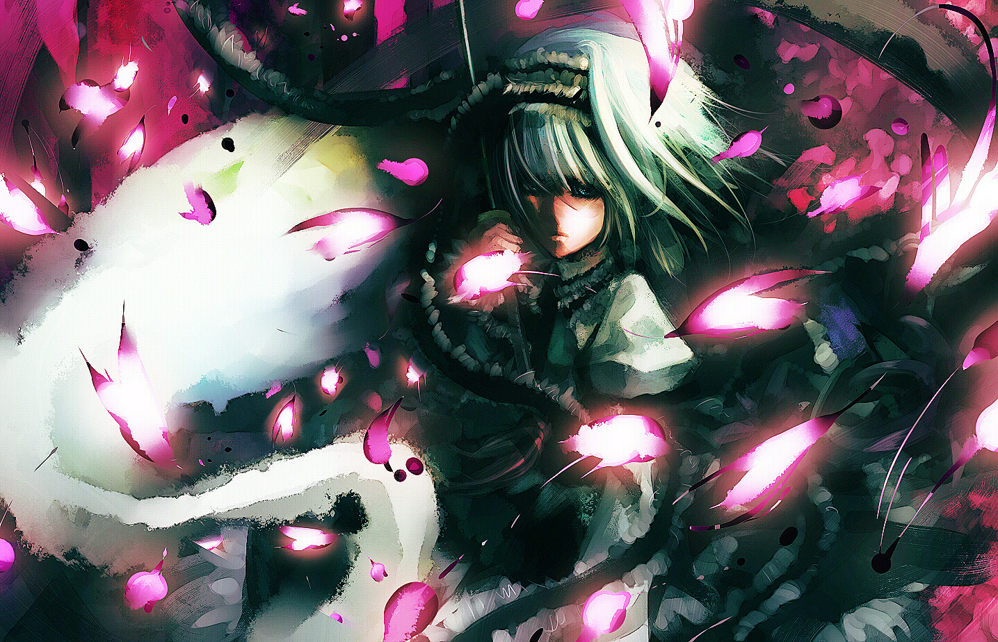 dain, konpaku youmu, konpaku youmu (ghost), touhou, bad id, bad pixiv id, 1girl, cherry blossoms, female focus, hitodama, katana, solo, sword, weapon