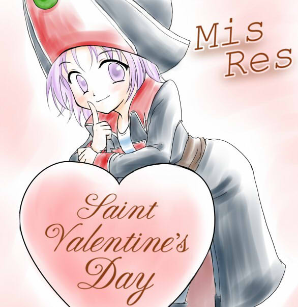 regdic, original, english text, hat, heart, jacket, leaning, pirate, purple eyes, purple hair, smile, solo, valentine
