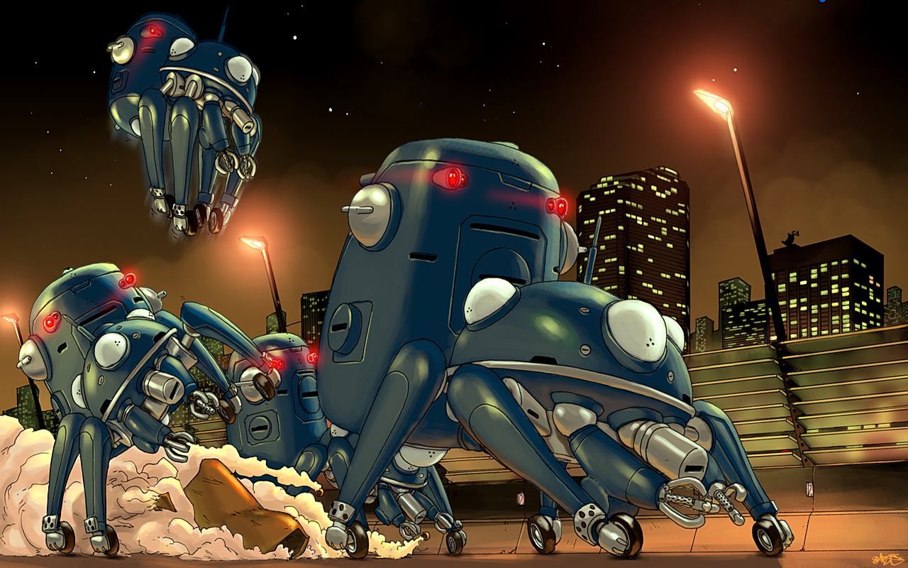tachikoma, ghost in the shell, vehicle, fighting, military, military vehicle, motor vehicle, racing, skyline, tank