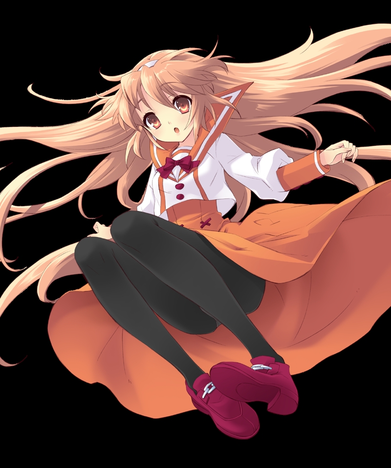ito noizi, alice (alice parade), miori (alice parade), alice parade, striped, 1girl, blonde hair, bow, dress, female focus, flying, headband, long hair, panties, panties under pantyhose, pantyhose, school uniform, shoes, solo, underwear, very long hair, yellow eyes