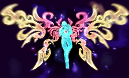 tabuu, nintendo, super smash bros., 1boy, crossed arms, flying, full body, male focus, nude, solo, wings