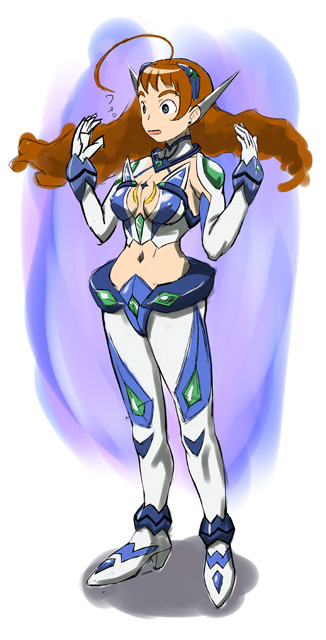 arika yumemiya, my-otome, my-otome s.ifr, bad id, bad pixiv id, 00s, 1girl, alternate hairstyle, armpits, bare shoulders, black hair, clenched hand, female focus, looking at viewer, mary janes, midriff, outstretched arm, red eyes, shoes, short hair, solo, standing, thighhighs, white thighhighs, zettai ryouiki