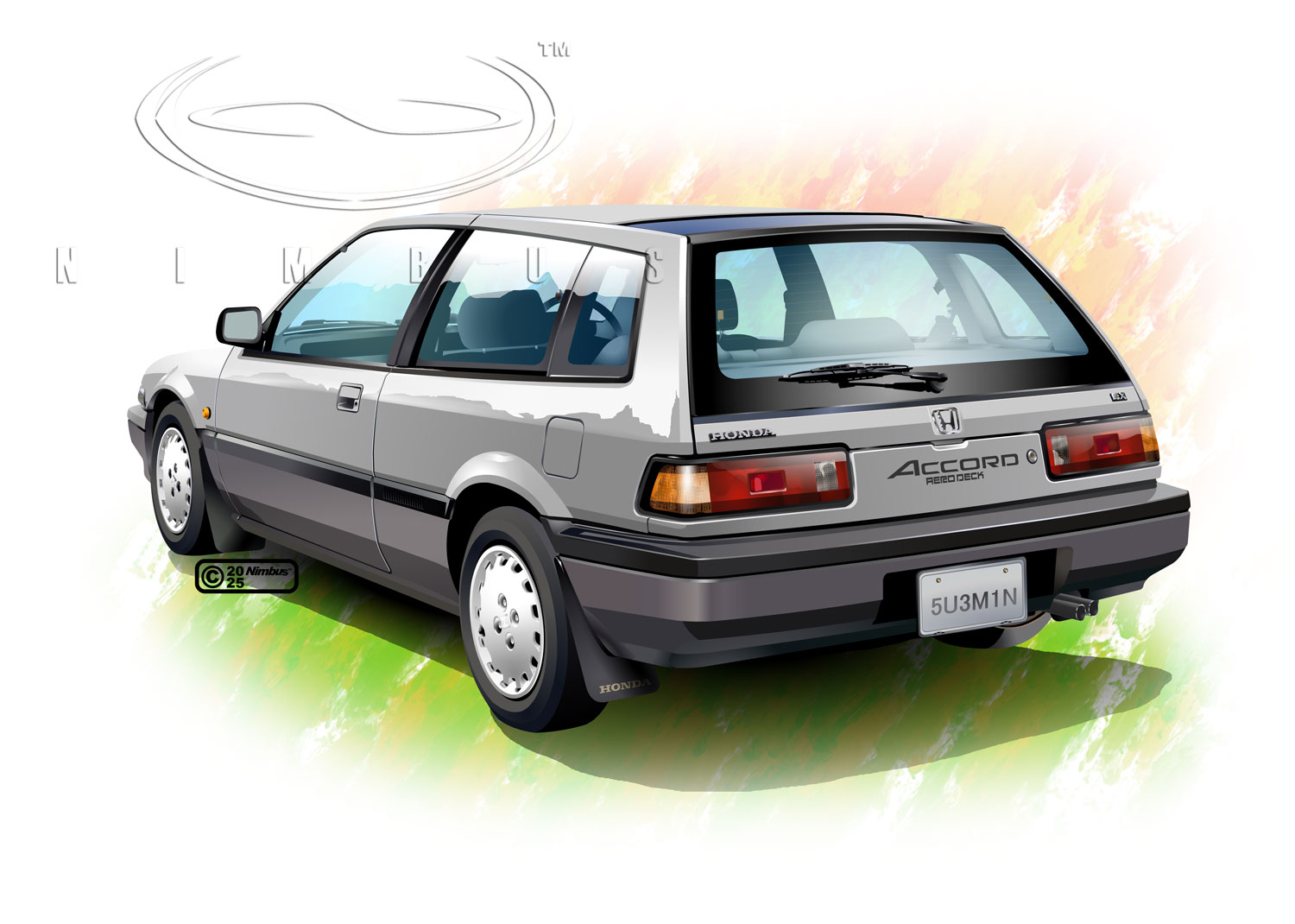 nimbus goldbrum, honda, original, commentary request, 2025, artist name, car, dated, exhaust pipe, grey car, honda accord, license plate, logo, motor vehicle, no humans, product placement, right-hand drive, shadow, simple background, steering wheel, vehicle focus, watermark, white background
