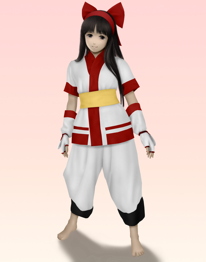 siraha, nakoruru, samurai spirits, bad id, bad pixiv id, 1girl, barefoot, black hair, bow, female focus, red bow, ribbon, solo