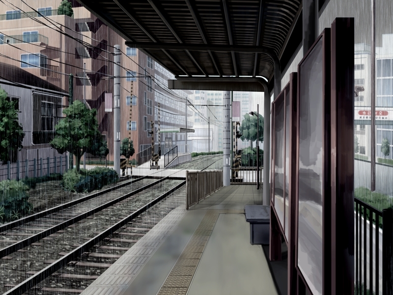 dark, no humans, railroad tracks, rain, scenery, tactile paving, tokyo (city), toshima (tokyo), train station
