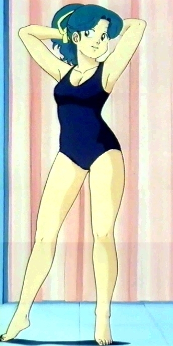 1980s (style), anime screenshot, tagme, armpits, green hair, oldschool, ponytail, retro artstyle, solo, swimsuit