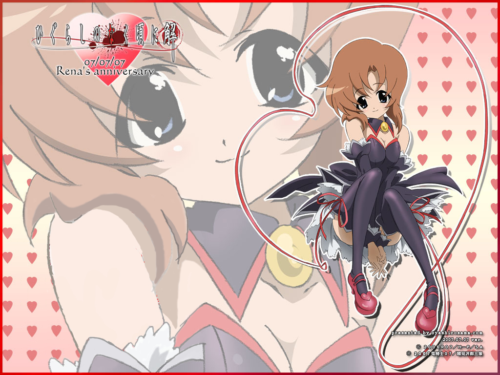 sakai kyuuta, ryuuguu rena, higurashi no naku koro ni, non-web source, 00s, 1girl, angel mort, blue eyes, brown hair, detached collar, female focus, short hair, solo, thighhighs, waitress, zoom layer