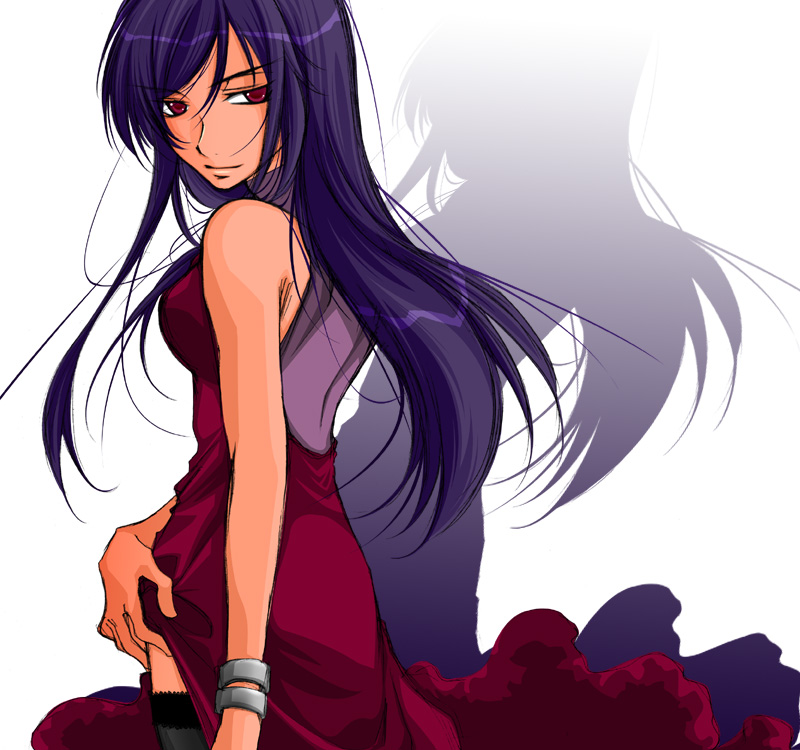 haruka (silk jasmine), tieria erde, gundam, gundam 00, bad id, bad pixiv id, 00s, 1boy, dress, haru hana, male focus, purple hair, red eyes, shadow, solo, trap