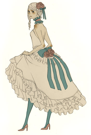tetra (artist), bad id, bad pixiv id, dress, flower, high heels, pantyhose, ribbon, shoes, solo, white hair