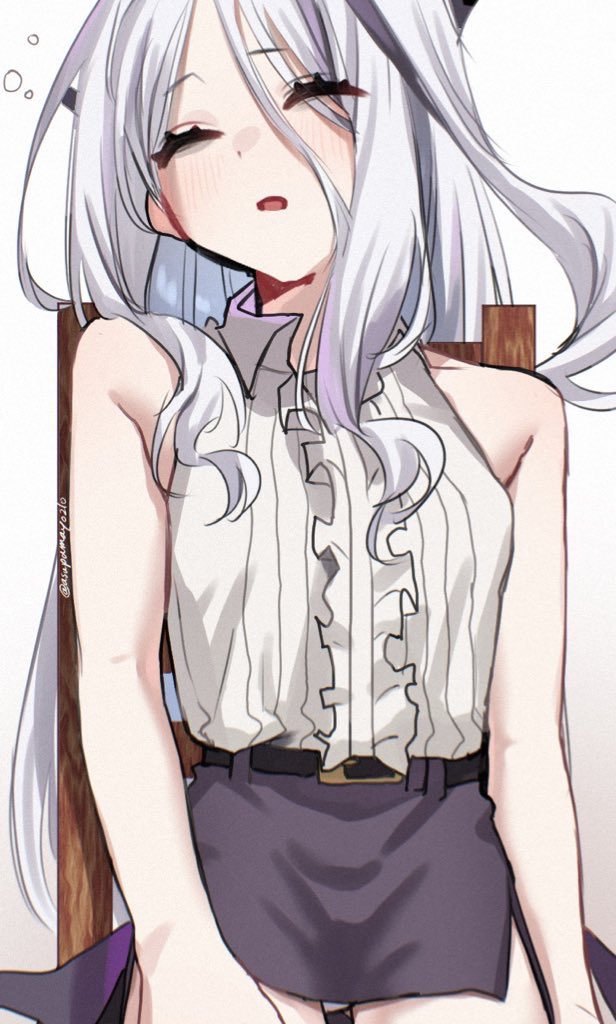 asupa mayo0210, hina (blue archive), blue archive, 1girl, black skirt, breasts, demon girl, demon horns, demon wings, gluteal fold, horns, low wings, panties, simple background, sitting, skirt, sleeping, small breasts, solo, underwear, white background, white panties, wings