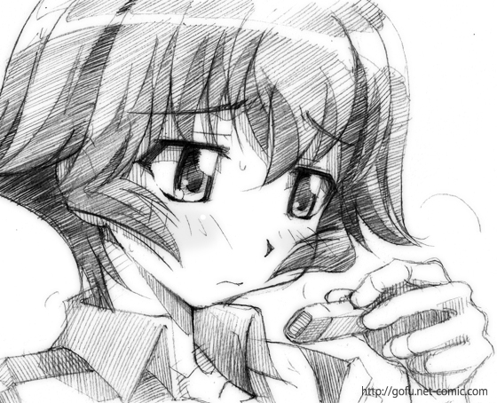 gofu, makihara izumi, kemeko deluxe, traditional media, 00s, greyscale, monochrome, sketch, solo