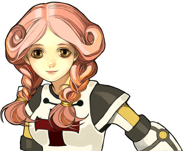 asgard, nexon, artist request, character request, official art, second-party source, 1girl, braid, breasts, closed mouth, hair over shoulder, hair tie, impasto, lips, long hair, looking at viewer, low-braided long hair, low-tied long hair, medium breasts, nostrils, parted bangs, pink hair, smile, solo, upper body, white background
