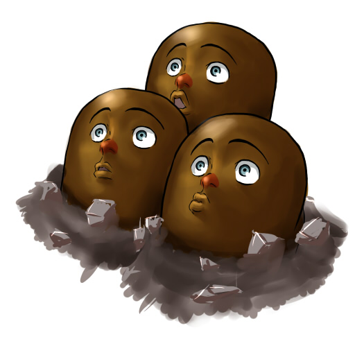 maru isu, dugtrio, renton thurston, eureka seven, eureka seven (series), nintendo, pokemon, creepy, gen 1 pokemon, horror (theme), meme, neta, nijiura 7 (meme), no humans, parody, pokemon (creature), simple background, white background