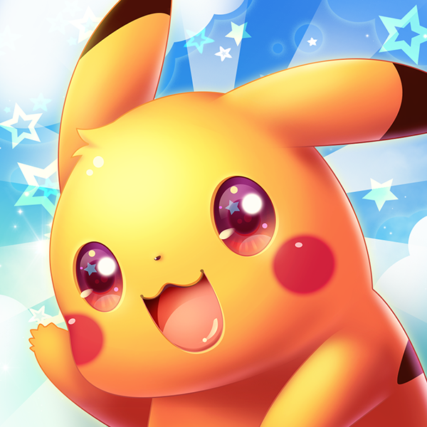 pikachu, nintendo, pokemon, commentary request, :3, arm up, gen 1 pokemon, no humans, open mouth, pokemon (creature), roudaimao, smile, solo, star (symbol), star in eye, symbol in eye, waving