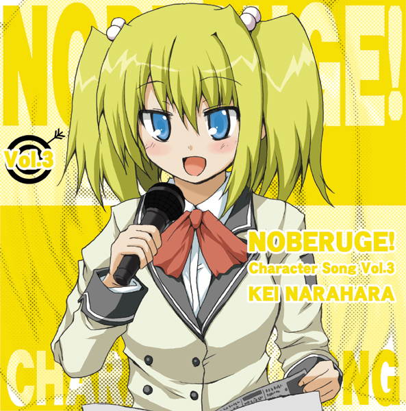 norio minami, narahara kei, noberuge, album cover, blonde hair, blue eyes, cover, microphone, solo, twintails