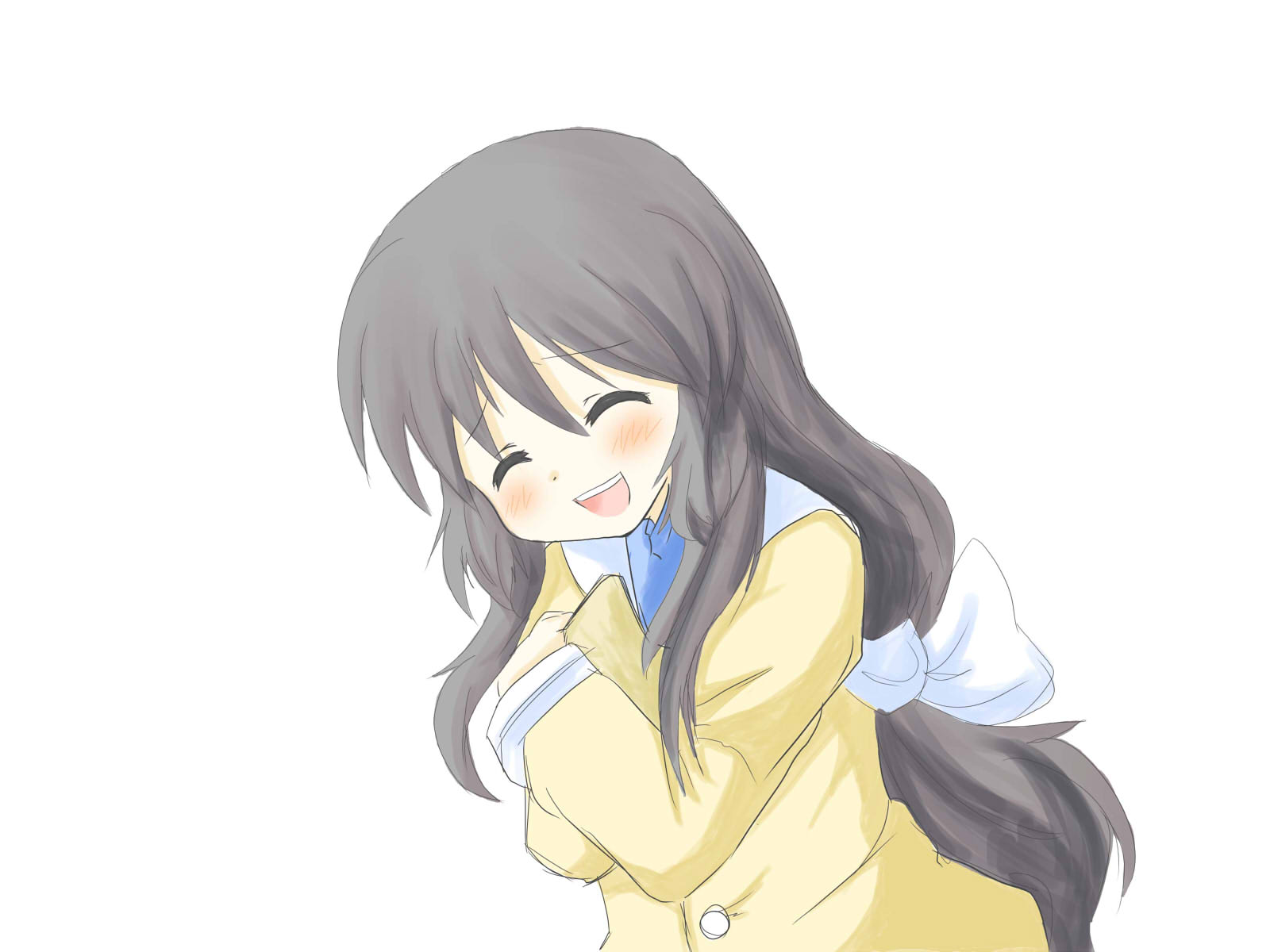 darkside, ibuki fuuko, clannad, bad id, bad pixiv id, highres, 00s, black hair, closed eyes, long hair, school uniform, solo