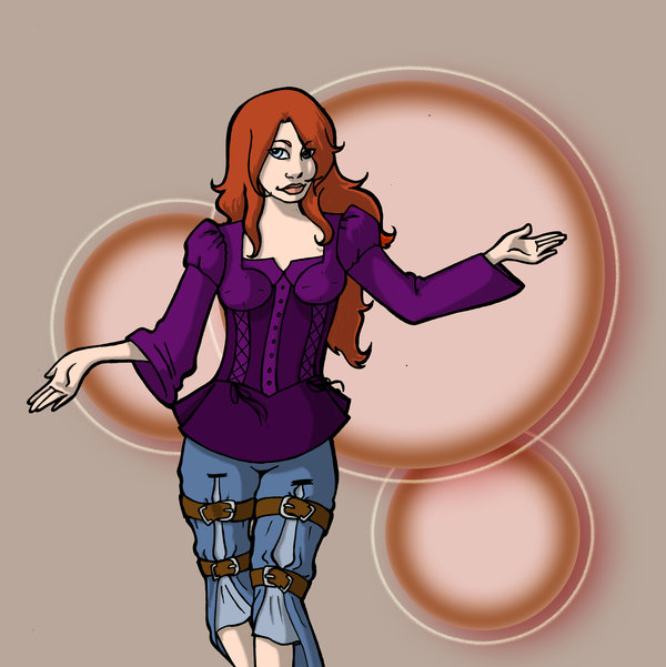 auria edith, vacant sky, belt, blue eyes, gothic lolita, lolita fashion, long hair, red hair, solo