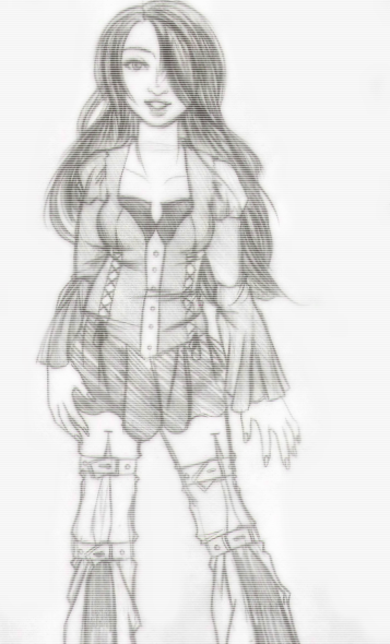 auria edith, vacant sky, belt, gothic lolita, greyscale, lolita fashion, long hair, monochrome, pale skin, solo
