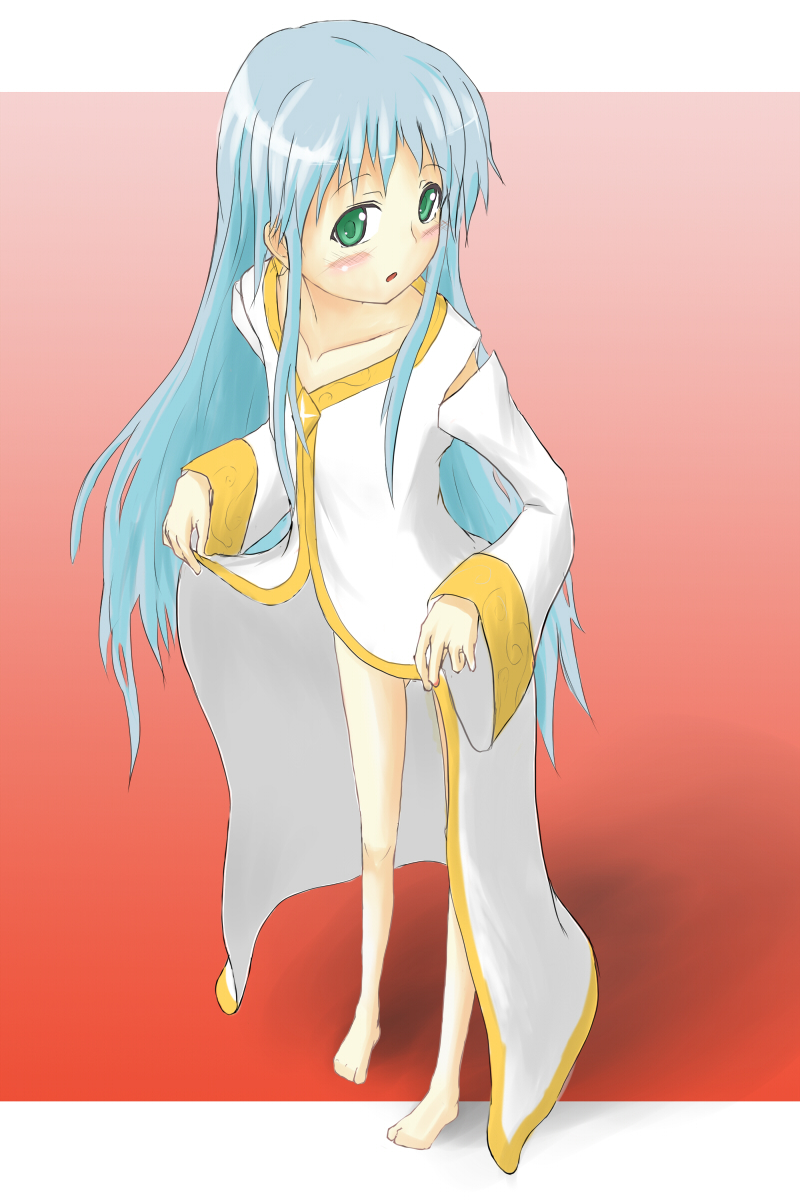 greycast, sukoppu, index (toaru majutsu no index), toaru majutsu no index, bad id, bad pixiv id, highres, 00s, blue hair, blush, green eyes, robe, solo
