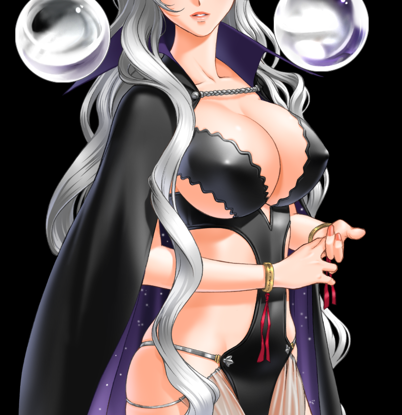sano toshihide, marie marigold, majodou, silver hair, game cg, 1girl, breasts, female focus, head out of frame, huge breasts, long hair, shiny clothes, solo, very long hair
