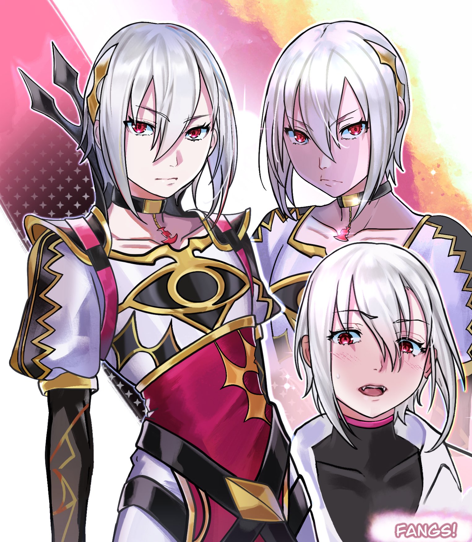 rafal (fire emblem), fire emblem, fire emblem engage, nintendo, highres, 1boy, dragon boy, hair between eyes, looking at viewer, male focus, multiple views, red eyes, white hair, yowangs