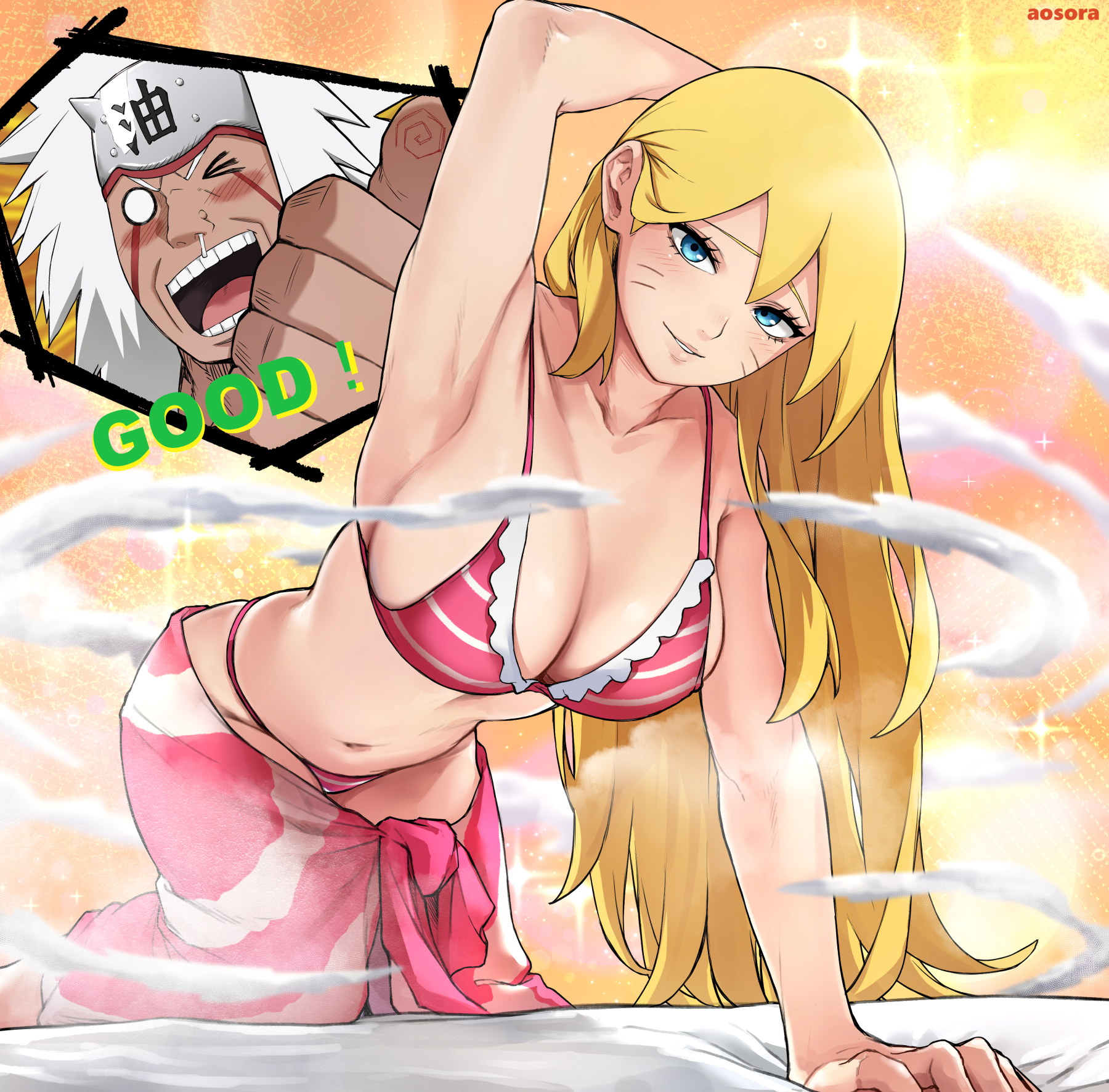 jiraiya (naruto), naruko (naruto), naruto (series), 1girl, breasts, large breasts, long hair