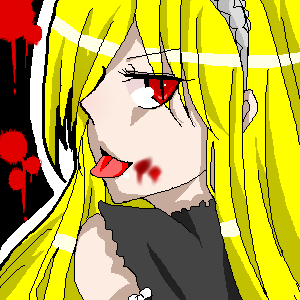 hime (kaibutsu oujo), kaibutsu oujo, lowres, 00s, blonde hair, blood, oekaki, tongue